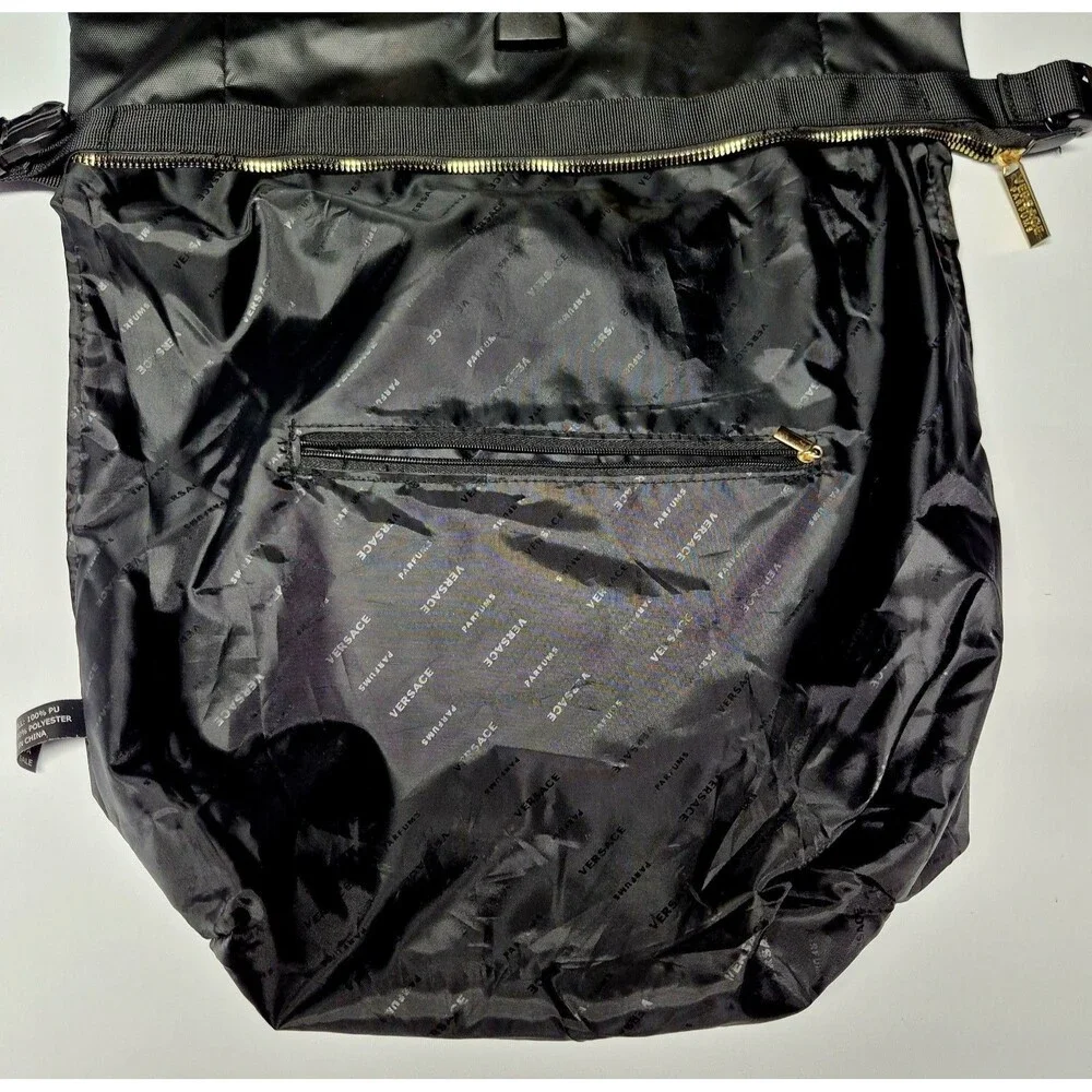 VERSACE Parfums Convertible Rider Backpack Shoulder Tote Bag Black Gold NWOT